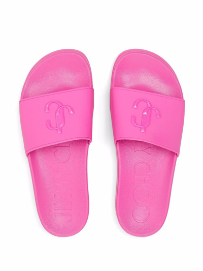 Jimmy Choo Port Rubber Slides In Pink | ModeSens