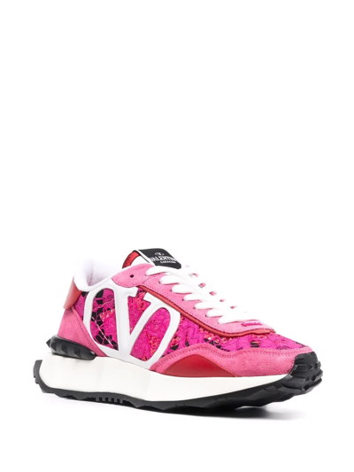 Shop Valentino Lacerunner Lace Panelled Sneakers In Pink