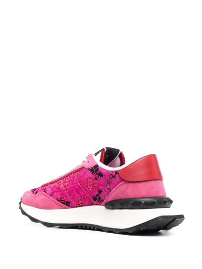Shop Valentino Lacerunner Lace Panelled Sneakers In Pink