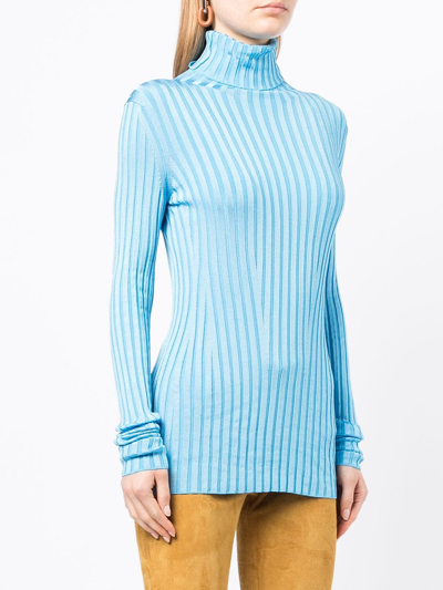 Galvan Rib-knit Roll-neck Jumper In Blue