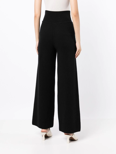 Shop Galvan Theia Wide-leg Knitted Trousers In Black