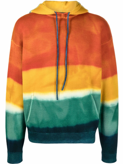 Shop Alanui Paradise Island Knitted Hoodie In Grün