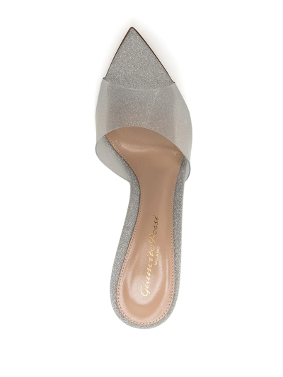 Shop Gianvito Rossi Elle Glitter Mules In Silber