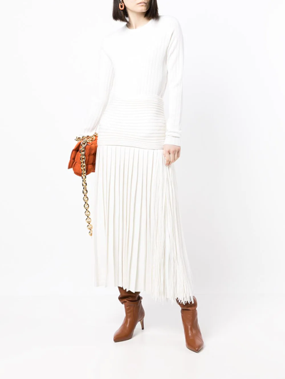 Shop Gabriela Hearst Wool Rado Pleated Skirt In White