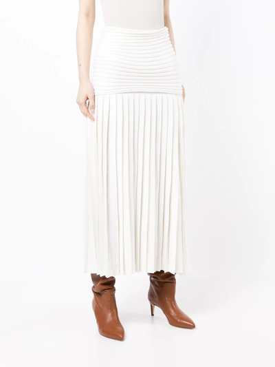 Shop Gabriela Hearst Wool Rado Pleated Skirt In White