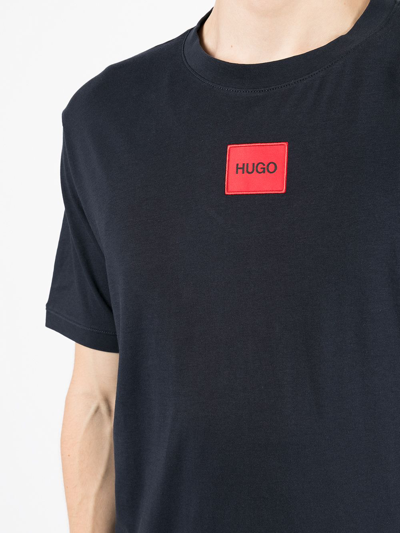 Shop Hugo Logo-print Short-sleeved T-shirt In Blau