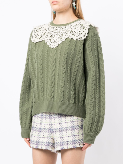 Bapy By *a Bathing Ape® Cable-knit Wool Jumper In Grün