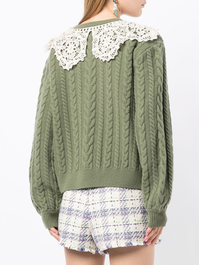 Bapy By *a Bathing Ape® Cable-knit Wool Jumper In Grün