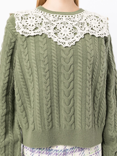 Bapy By *a Bathing Ape® Cable-knit Wool Jumper In Grün