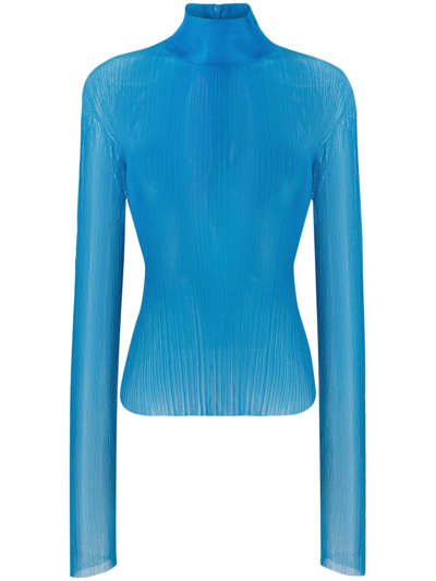Shop Dolce & Gabbana Sheer Long-sleeved Top In Blau