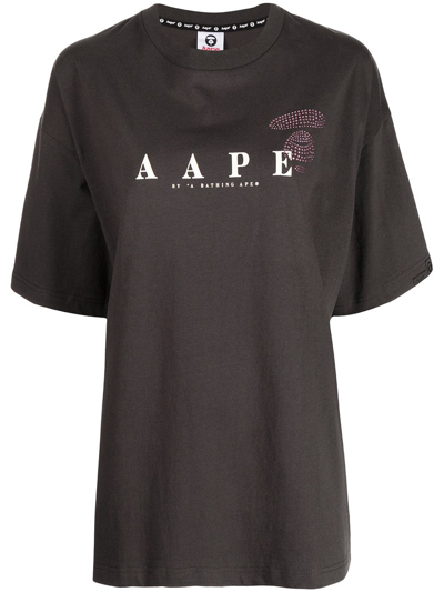 Shop Aape By A Bathing Ape Logo-print Oversized T-shirt In Grau