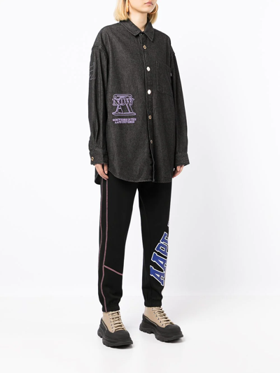 Shop Aape By A Bathing Ape Embroidered-logo Oversized Shirt In Schwarz