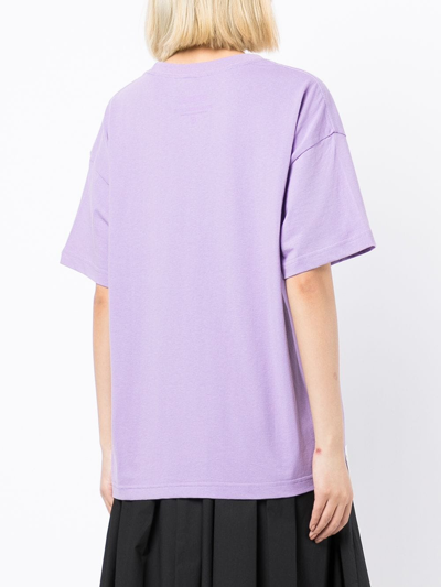 Shop Aape By A Bathing Ape Metallic Logo-print T-shirt In Violett