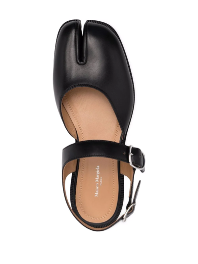 Shop Maison Margiela Tabi Leather Sandals In Black