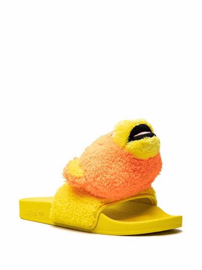 Adidas Originals X Jeremy Scott Teddy Bear Adilette Slides In Yellow