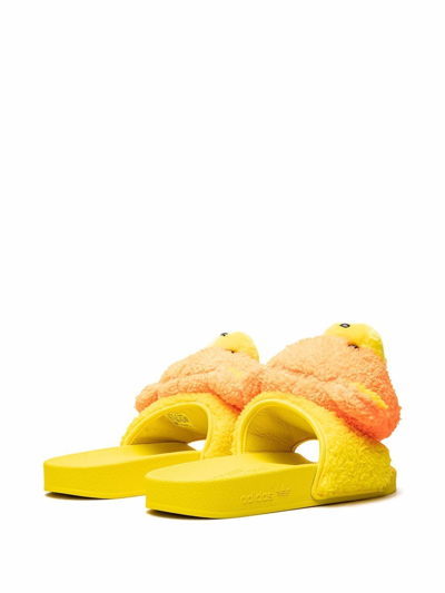 Shop Adidas Originals X Jeremy Scott Adilette "bear" Sneakers In Yellow