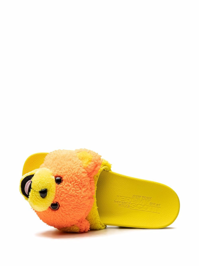 Adidas Originals X Jeremy Scott Teddy Bear Adilette Slides In Yellow