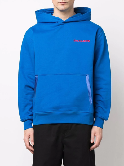 Shop Just Don Embroidered-dealers Hoodie In Blau