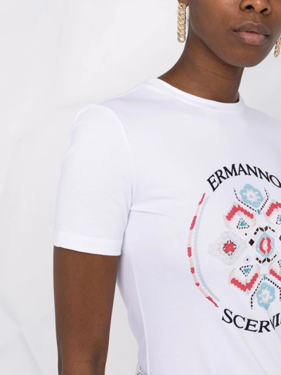 Shop Ermanno Scervino Abstract Logo Print T-shirt In Weiss
