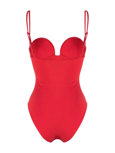 Magda Butrym Red Retro Bustier One-piece Swimsuit In Rot