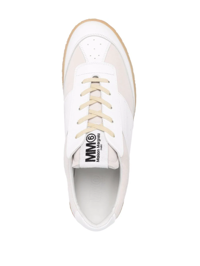 Shop Mm6 Maison Margiela Lace-up Low-top Sneakers In Weiss