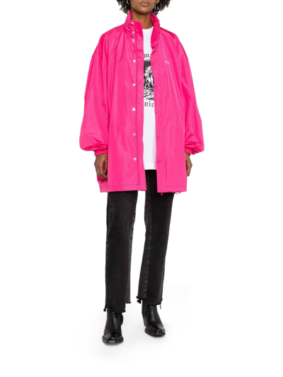 Shop Balenciaga Logo-print Rain Jacket In Pink & Purple