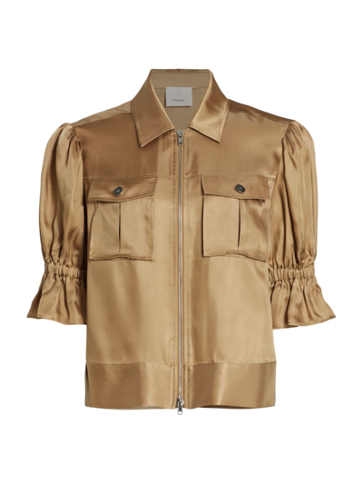 Shop Cinq À Sept Women's Holly Puff-sleeve Utility Jacket In Sahara