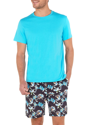 Hom Men's Matching Cotton Short Pajama Set In Turquoise | ModeSens