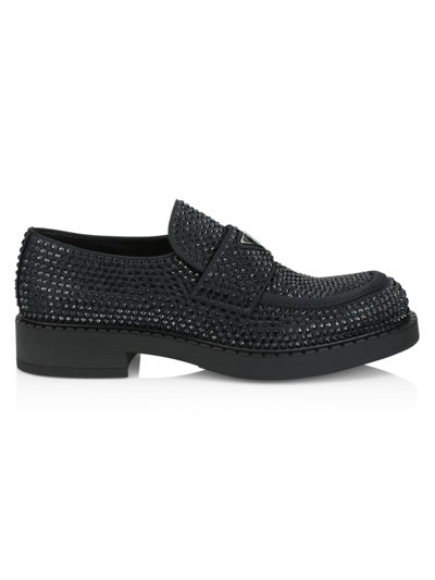 Shop Prada Crystal Chocolate Loafers