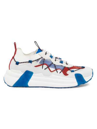 Shop Moncler Men's Compassor Low-top Sneakers In White Blue Red