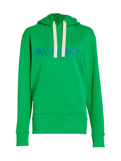 Shop Jw Anderson Logo-embroidered Pullover Hoodie In Green