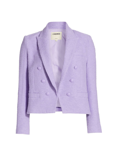 Shop L Agence Women's Brooke Cropped Blazer In Lavender