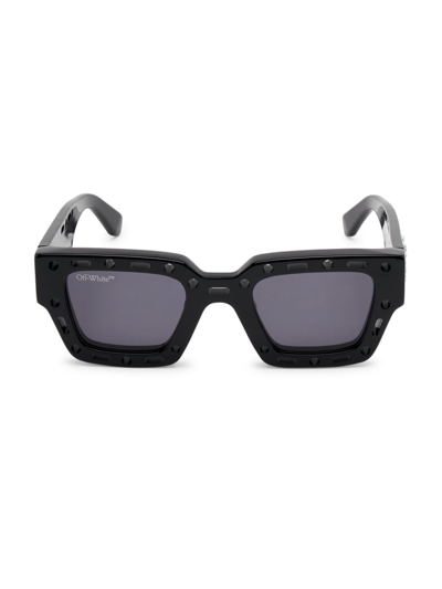 Shop Off-white Men's Mercer 147mm Square Sunglasses In Black Dark Grey