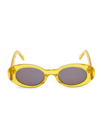 Shop Palm Angels Men's Spirit 147mm Oval Sunglasses In Crystal Yellow Dark Gray