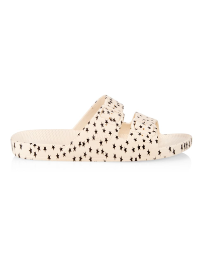 Shop Freedom Moses Women's Star-print Two-strap Slides In Stone Stars