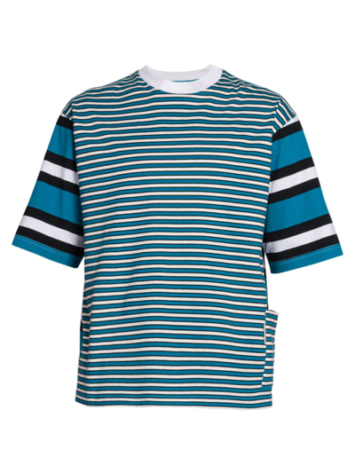 Shop Marni Striped Cotton T-shirt In Royal