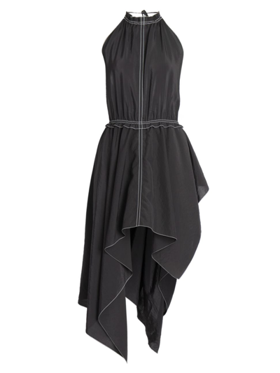 Shop Jw Anderson Asymmetric Halterneck Dress In Black