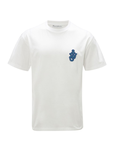 Shop Jw Anderson Men's Anchor Patch Cotton T-shirt In White