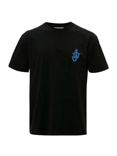 Shop Jw Anderson Men's Anchor Patch Cotton T-shirt In Black