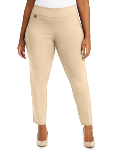 Shop Alfani Plus Size Tummy-control Pull-on Skinny Pants, Created For Macy's In Perf Periwinkle