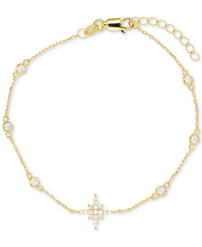Shop Macy's Cubic Zirconia Starburst Chain Bracelet In Yellow