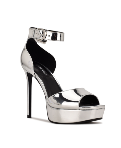 Shop Nine West Women's Debby Platform Dress Sandals Women's Shoes In Silver