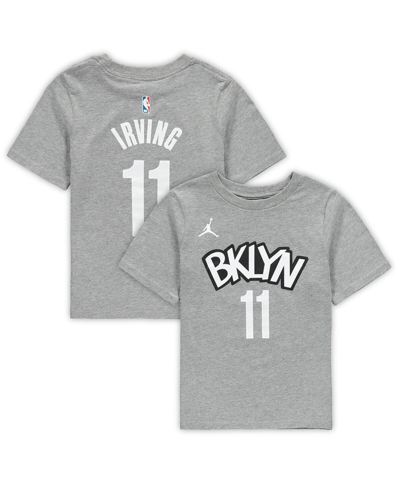 Shop Jordan Preschool Boys And Girls  Kyrie Irving Gray Brooklyn Nets Statement Edition Name And Number T-