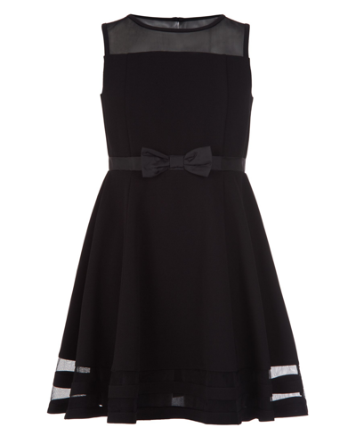 Shop Calvin Klein Toddler Girls Illusion Mesh Bow Front Dress In Black