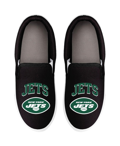 Shop Foco Women's  New York Jets Big Logo Slip-on Sneakers In Black