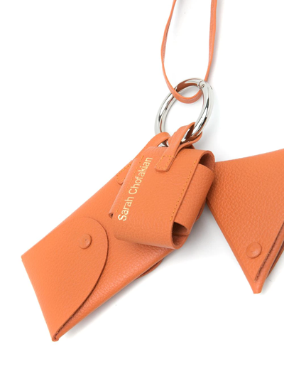 Sarah Chofakian Leather Splash Wallet In Orange