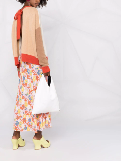 Marni Open-back Color-block Cashmere Sweater In Neutrals