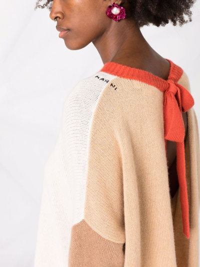 Marni Open-back Color-block Cashmere Sweater In Neutrals