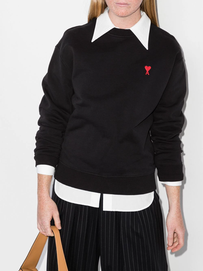 Shop Ami Alexandre Mattiussi Ami De Coeur Logo-embroidered Sweatshirt In Schwarz