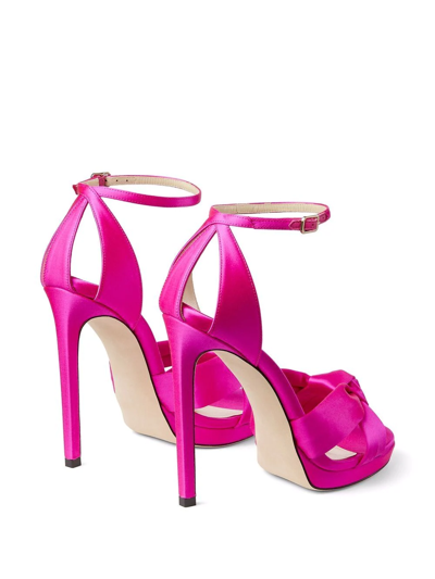 Shop Jimmy Choo Rosie 120mm Satin-finish Sandals In Pink